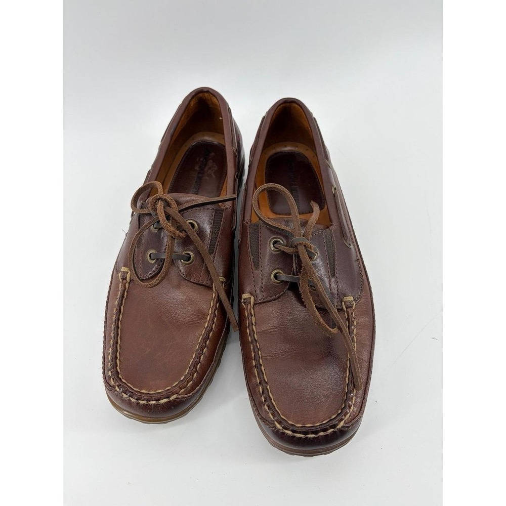 Johnston & Murphy Leather Boat Shoe, Classic Moc-Toe Stitching, Men's 8.5